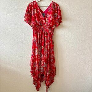 Rabbit floral red multicolored dress size 6 for women